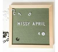 Gemini_mall Felt Letter Board 10x10 inch Retro Wood with 460 White and Black Letters & Numbers & Symbols Kids Word Board DIY Message Board Blackboard Memo Board for Home,Restaurant,Party,Wedding Green