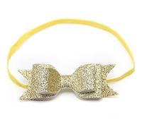 Gemini_mall® Girls Boutique Hair Band Hair Accessories Glitter Hair Bows Headband for Girls Baby (Gold)