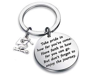 Gemini_mall Graduation Gift Keyring,Take pride in how far you've come,Have Faith in how far you can go,But don't forget to enjoy the journey Inspirational Graduation Keychain College Graduation Gift