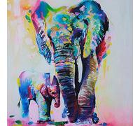 Gemini_mall® Hand Painted Oil Painting Colorful Elephant on Canvas Frameless Modern Pop Canvas Wall Art Print Pictures Home Decor (Elephant, 50cm x 50cm)
