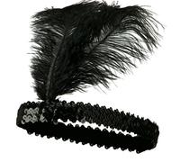 Gemini_mall® Ladies Charleston Feather Headband 1920's Great Gatsby Flapper Headpiece Fancy Dress Headwear (Black)