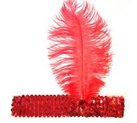 Gemini_mall® Ladies Charleston Feather Headband 1920's Great Gatsby Flapper Headpiece Fancy Dress Headwear (Red)
