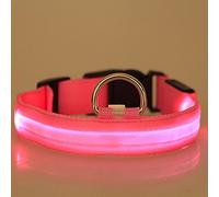 Gemini_mall® LED Dog Pet Safety Collar Flashing Light Up Collar Adjustable Nylon Dog Collar, Available in 7 Colours & 4 Sizes (S (35cm - 43cm), Pink)