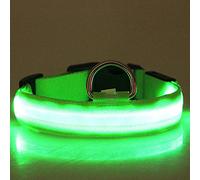 Gemini_mall® LED Dog Pet Safety Collar Flashing Light Up Collar Adjustable Nylon Dog Collar, Available in 7 Colours & 4 Sizes (L (45cm - 52cm), Green)