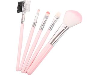 Gemini_mall Makeup Brushes Makeup Brush Set Professional 5-Piece Make Up Brushes Foundation Brush Blending Face Powder Blush Concealers Eye Cosmetics Make Up Brush Kits Pink