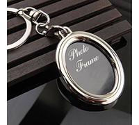 Gemini_mall Metal Blank Photo Keyring Insert Photo Frame Keychain Key Ring Key Fob Oval