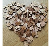Gemini_mall® Mini Mixed Wooden Hearts Wedding Scatter Hearts Embellishments for Craft, 100-pack