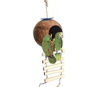 Gemini_mall Natural Coconut Shell Bird Nest House Bed for Pet Parrot Budgie Parakeet Cockatiel Conure Canary Finch Dove Cage Hamster Rat Gerbil Mice Cage Feeder Toy C