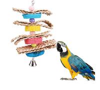 Gemini_mall® Natural Loofah Straw Braid Chew Toy for Parrot Macaw African Greys Budgies Cockatoo Parakeet Cockatiels Conure Love bird Cage Chew Toy, Random Color
