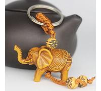 Gemini_mall® Pack of 2 Lucky Elephant Keychain Key Ring Lovely Animal Pendant Evil Defends Keyring (Brown)