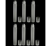 Gemini_mall® Pack of 6, 10ml Transparent Empty Refillable Roll on Bottles with Stainless Steel Roller Ball for Fragrance, Aromatherapy Essential Oil, Perfume, Serum, Cosmetics, Lotion, Treatment