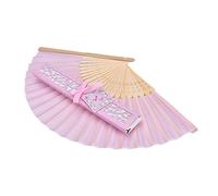 Gemini_mall® Pink Hand Held Fans Folding Fan Bamboo Fabric Hand Fan with Gift Box (Pink)