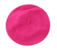 Gemini_mall® Plain Beret Hat Wool French Beret Winter Autumn Women | Girls Fashion Hats (Rose Red)
