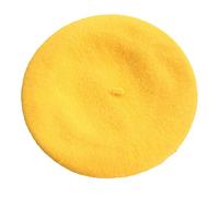 Gemini_mall® Plain Beret Hat Wool French Beret Winter Autumn Women | Girls Fashion Hats (Yellow)