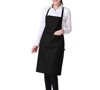 Gemini_mall® Plain Unisex Cooking Catering Work Apron with Double Pocket - Black
