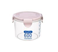 Gemini_mall® Plastic Food Storage Container Jar Snack Tea Coffee Canister with Lid, 600ml / 800ml / 1000ml (Clear, 600ml)