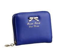Gemini_mall® Purses for Women, PU Leather Coin Purse Credit Card Wallet with 1 Metal Zipper 4 Card Slots (Dark Blue)