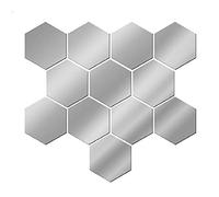 Gemini_mall Removable Acrylic Mirror Setting Wall Sticker Decal for Home Living Room Bedroom Decor Silver Hexagon 12 Pieces 4.6 * 4 * 2.3cm