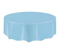 Gemini_mall® Round Blue Plastic Tablecloth Disposable Party Tablecloth, 7ft (Blue)