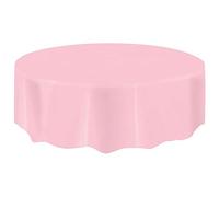 Gemini_mall® Round Pink Plastic Tablecloth Disposable Party Tablecloth, 7ft (Pink)