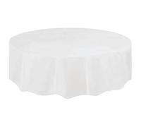 Gemini_mall® Round White Plastic Tablecloth Disposable Party Tablecloth, 7ft (White)