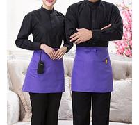 Gemini_mall® Short Waist Apron with Pocket Chefs Waiters Cooks Bar Apron Catering, 1 Pack (Purple)