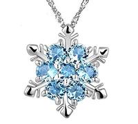 Gemini_mall® Silver Crystal Snowflake Pendant Necklace Plated with Rhinestones and Decorated with Crystal for Women