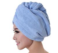 Gemini_mall Spa Days Hair Turban Hair Drying Towel, Blue Absorbent Towel Lightweight Cotton