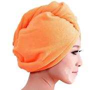 Gemini_mall Spa Days Hair Turban Hair Drying Towel, Orange Absorbent Towel Lightweight Cotton