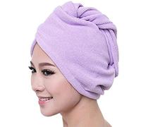Gemini_mall Spa Days Hair Turban Hair Drying Towel, Purple Absorbent Towel Lightweight Cotton