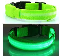Gemini_mall® Super Bright LED Dog Safety Collar - High Visibility & Safety - Adjustable Flashing Safety Dog Collar - 6 Colours, 3 Sizes (L (48cm - 60cm/18.90" - 23.62"), Green)