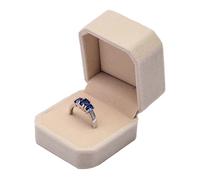 Gemini_mall Velvet Engagement Wedding Ring Earrings Gift Box Jewelry Boxes Display Storage Case Beige
