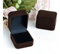 Gemini_mall Velvet Engagement Wedding Ring Earrings Gift Box Jewelry Boxes Display Storage Case Brown