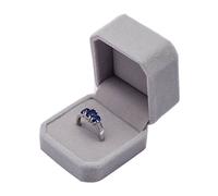 Gemini_mall Velvet Engagement Wedding Ring Earrings Gift Box Jewelry Boxes Display Storage Case Grey