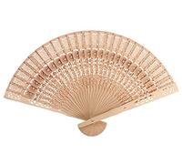 Gemini_mall® Vintage Flower Pattern Hollow Out Folding Wooden Hand Fan Gift 7.9"