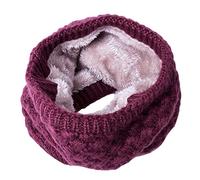Gemini_mall® Winter knitted Snood Scarf Loop Infinity fur Neckerchief Neck Warmer Wrap Scarves Wine Red