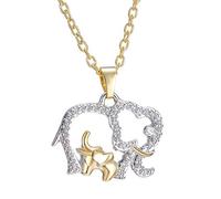 Gemini_mall® Women Cubic Zirconia Flower Long Adjustable Chain Pendant Sweater Necklace (Double Elephant)