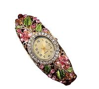 Gemini_mall Women Lady Crystal Flower Bangle Bracelet Watch Quartz Wristwatch