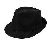 Gemini_mall® Women Men Trendy Fedora Trilby Hat Summer Sun Jazz Cap (Black)