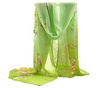 Gemini_mall Womens Lady Flower Printed Soft Chiffon Scarf Stole Wrap Green