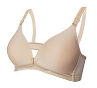 Gemini_mall® Women's Seamless Maternity Nursing Bra Sleep Bralette for Breastfeeding Front Buckle (S, Beige)