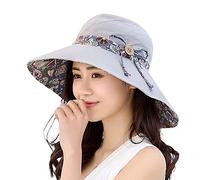 Gemini_mall® Womens Sun Hat Summer Reversible UPF 50+ Beach Hat Foldable Wide Brim Cap Packable