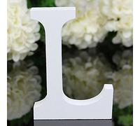 Gemini_mall® Woodcraft White Wooden Alphabet Letters Wedding Party Birthday Toys Home Decorations (Letter L)