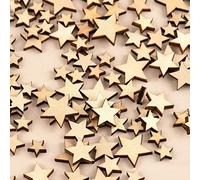 Gemini_mall® Wooden Star Embellishments for Crafts 25mm Pack of Approx.100pcs Table Scatter Wedding Decoration (Star)