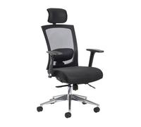 Gemini mesh task chair with adjustable arms and headrest - black