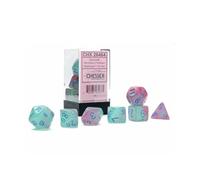 Gemini Polyhedral Dice Set Set of 7 Dice in a Variety of Sizes Designed for Roleplaying Games Premium Quality Dice for Tabletop RPGs Luminary Green, Pink and Blue Color Made by Chessex (CHX26464)