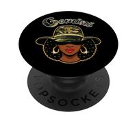 Gemini Queen Camo Black Woman Birthday Zodiac Sign Afro PopSockets Adhesive PopGrip