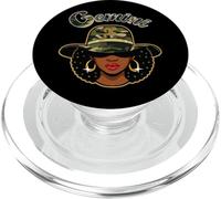 Gemini Queen Camo Black Woman Birthday Zodiac Sign Afro PopSockets PopGrip for MagSafe