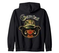 Gemini Queen Camo Black Woman Birthday Zodiac Sign Afro Zip Hoodie