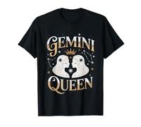 Gemini Queen Illustrated Crown Woman Zodiac May June T-Shirt